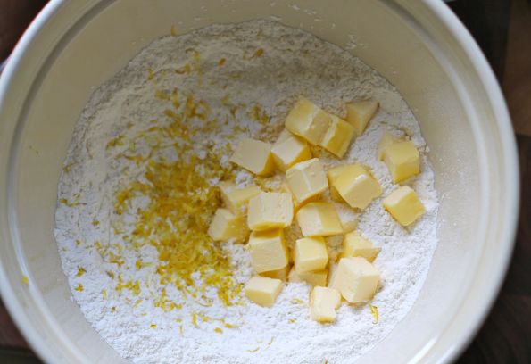 butter and lemon ready for cutting into biscuits